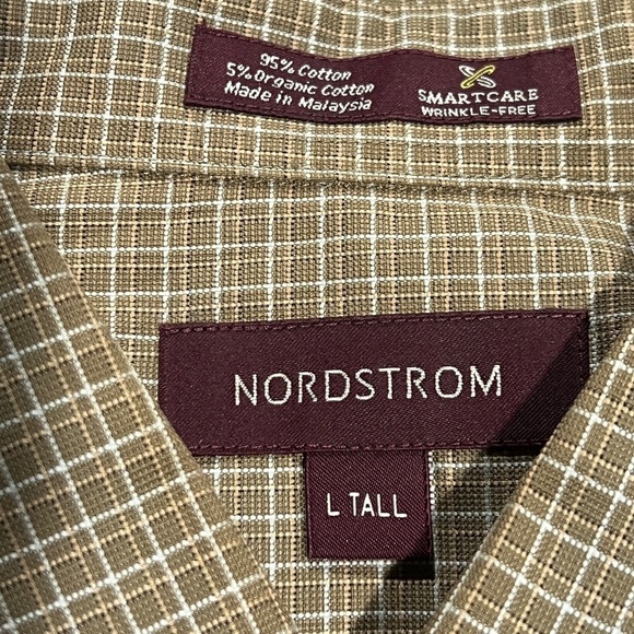 Nordstrom Checkered Long Sleeve Button Down Brown Long Sleeve Shirt Mens - Picture 5 of 5